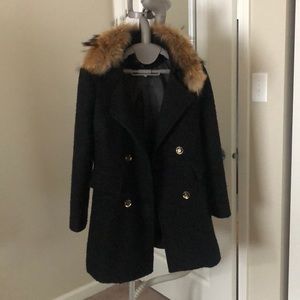 Black jacket with removable feather collar BOGO